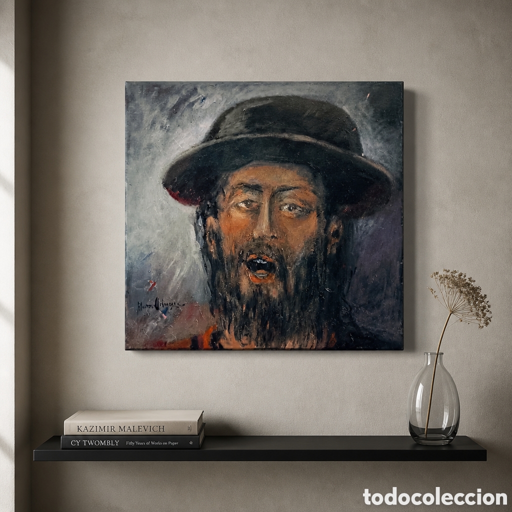 Arte: FRANCISCO MORENO ORTEGA . MALAGA .TITULADO EL PROFETA. OLEO SOBRE LIENZO MEDIDAS OBRA 40x40 cm