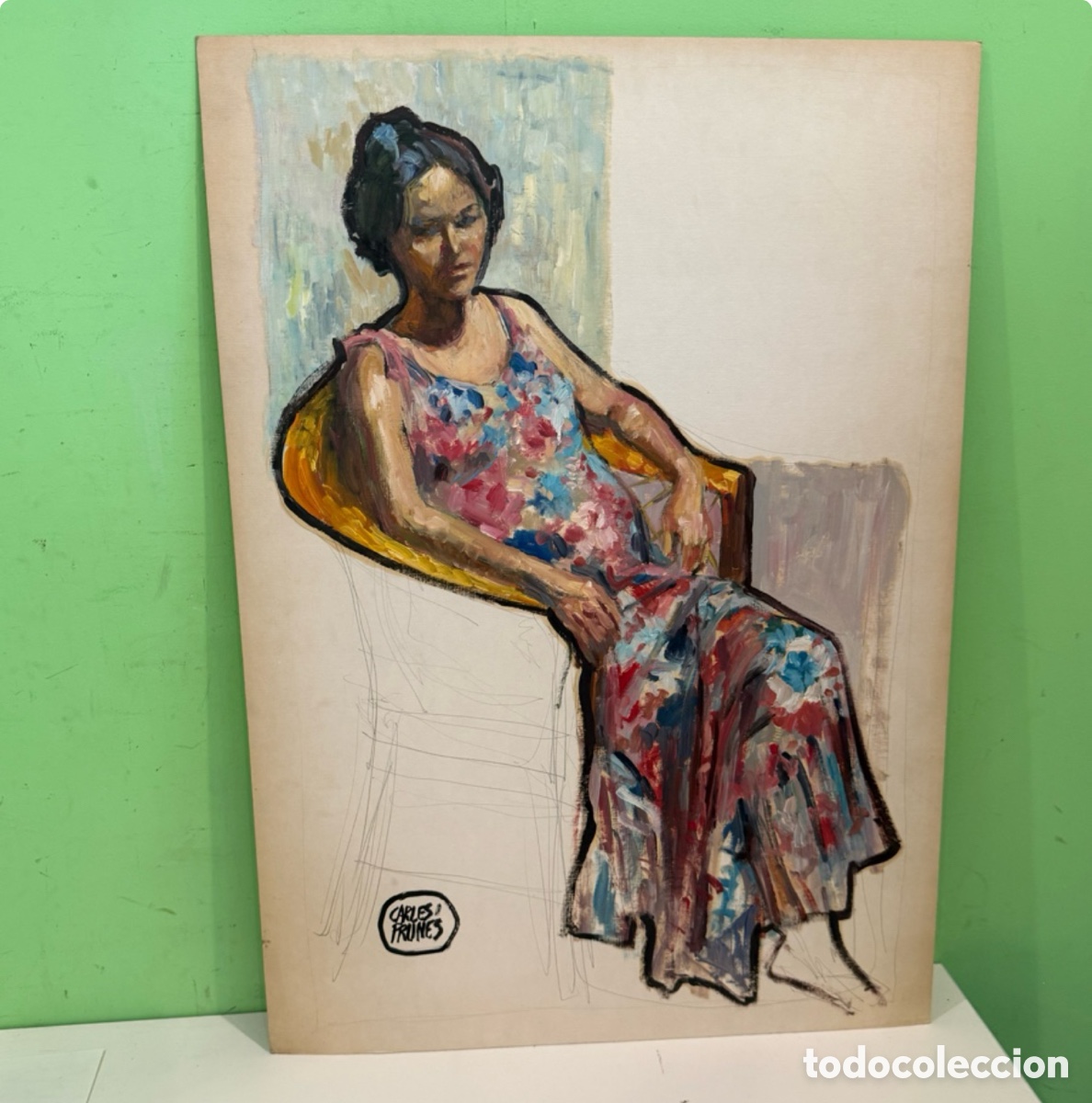 Arte: Carles Prun&eacute;s (1937-2017) Barcelona &ndash; &Oacute;leo original firmado. Figura femenina &ndash; 70 &times; 50 cm
