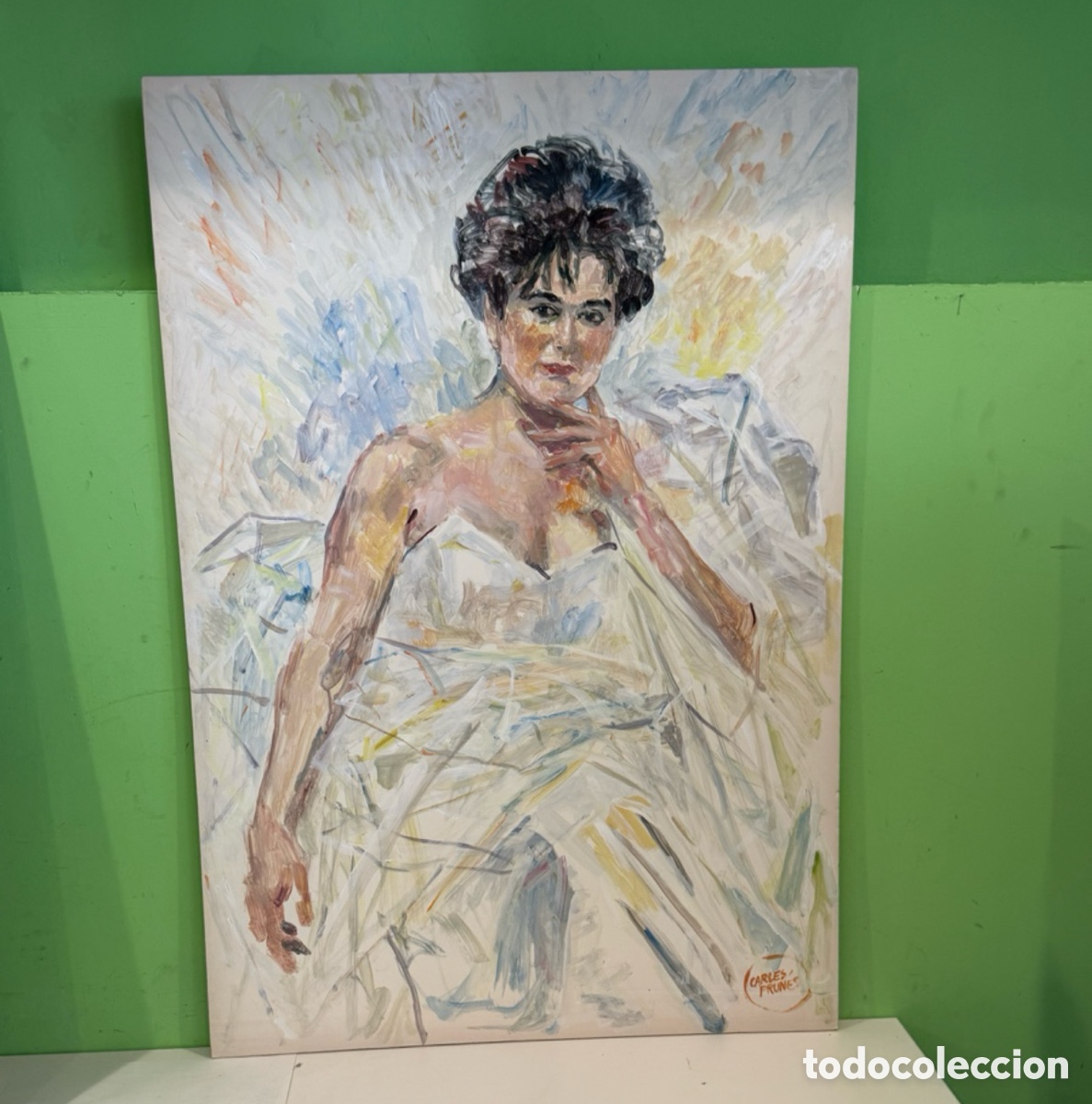 Arte: Carles Prun&eacute;s (1937-2017) Barcelona &ndash; &Oacute;leo original firmado. Retrato femenino &ndash; 100 &times; 69 cm
