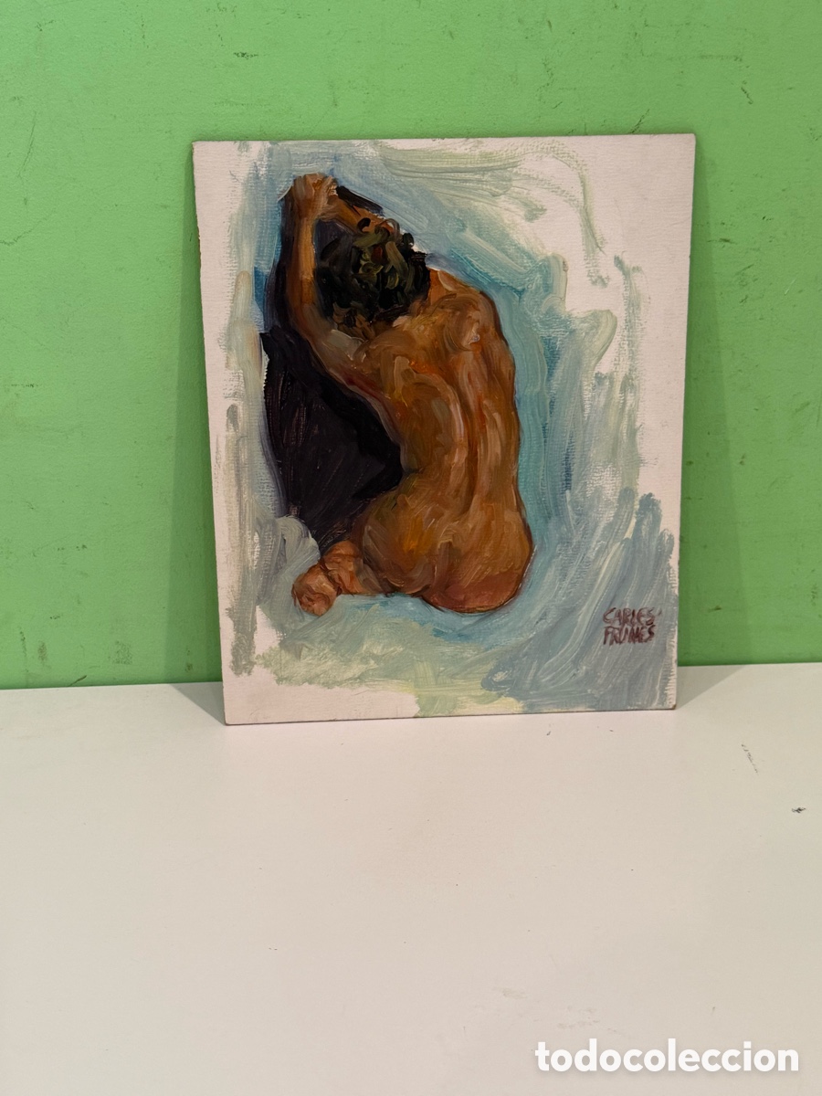 Arte: Carles Prun&eacute;s (1937-2017) Barcelona &ndash; &Oacute;leo original firmado. Desnudo femenino &ndash; 28 &times; 22 cm