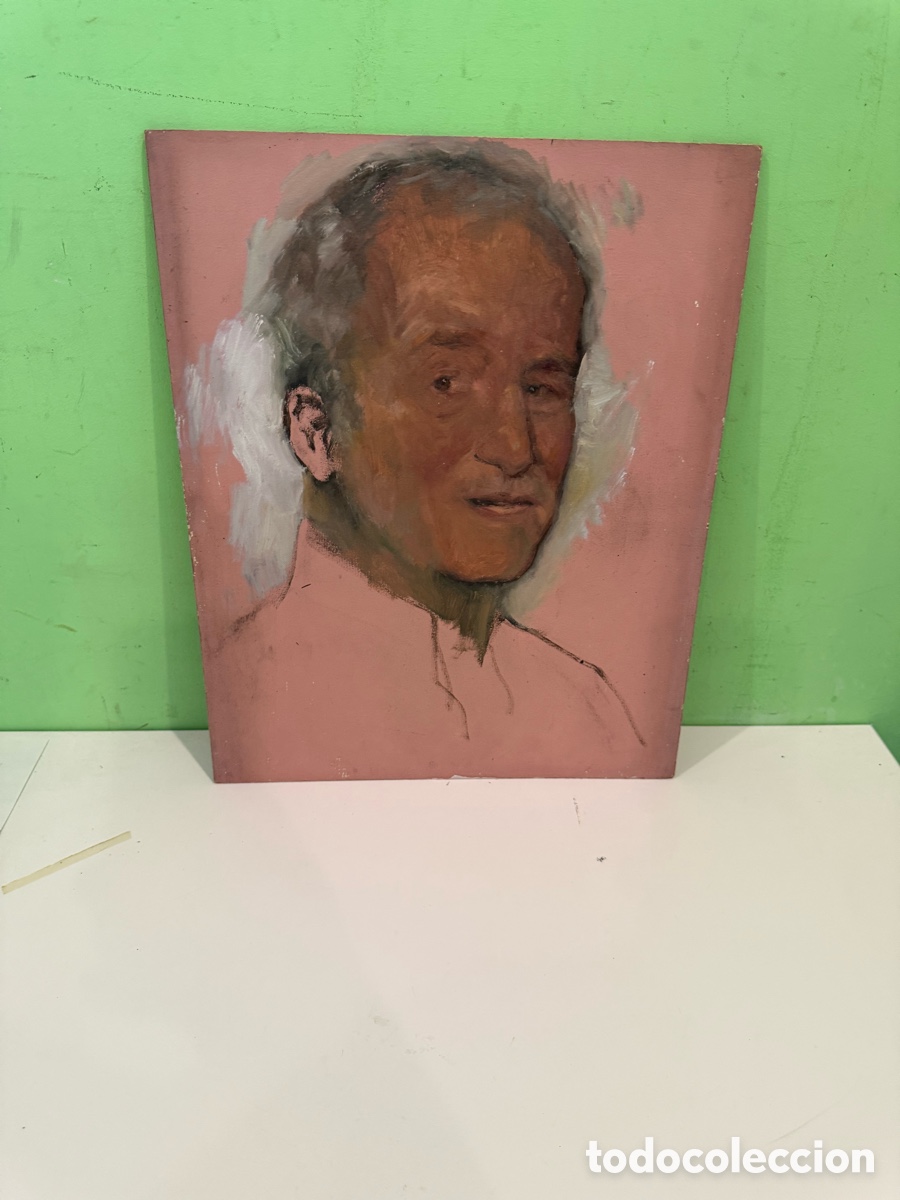 Arte: Carles Prun&eacute;s (1937-2017) Barcelona &ndash; &Oacute;leo original. Retrato masculino inacabado &ndash; 41 &times; 33 cm