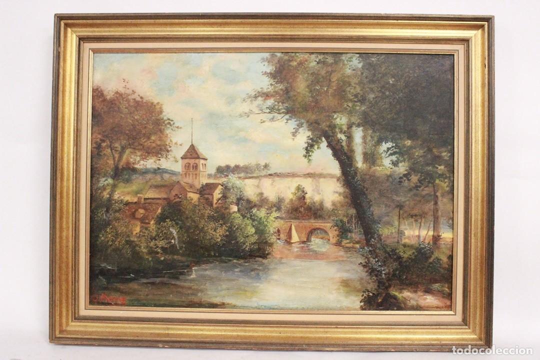 Arte: PINTURA DE PAISAJE, &Oacute;LEO SOBRE LIENZO, FIRMADA J. PIERRE