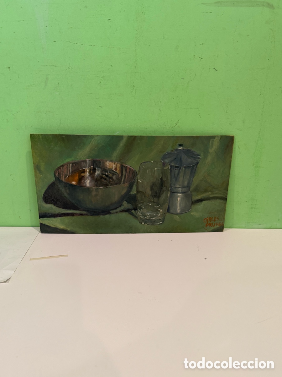 Arte: Carles Prun&eacute;s (Barcelona, 1937-2017) &ndash; Bodeg&oacute;n con cafetera y cristal. &Oacute;leo sobre tabla firmado