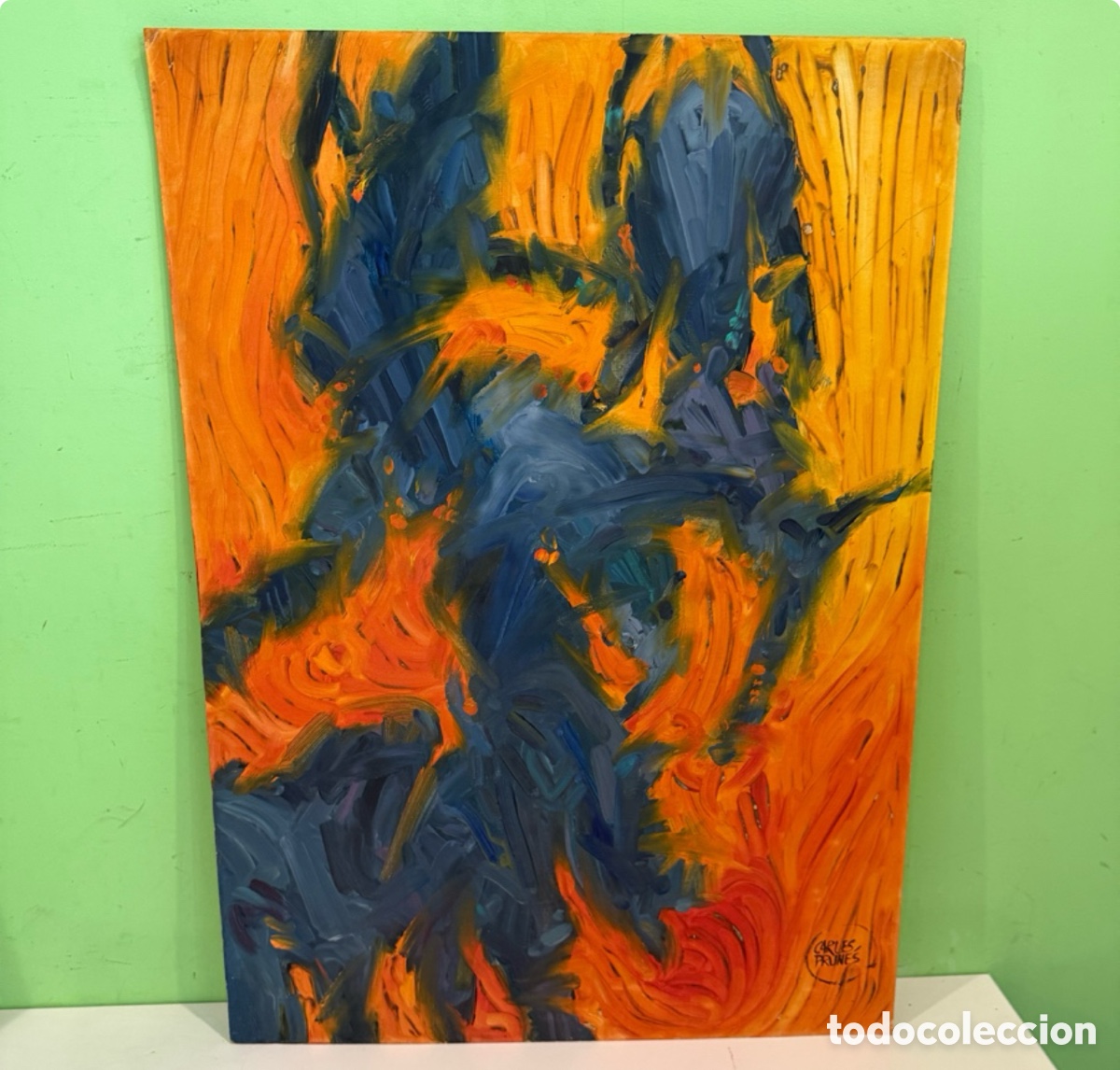 Arte: Carles Prun&eacute;s (Bcn.1937-2017) &ndash; Abstracto expresionista firmado. &Oacute;leo sobre tabla (75 &times; 54 cm)