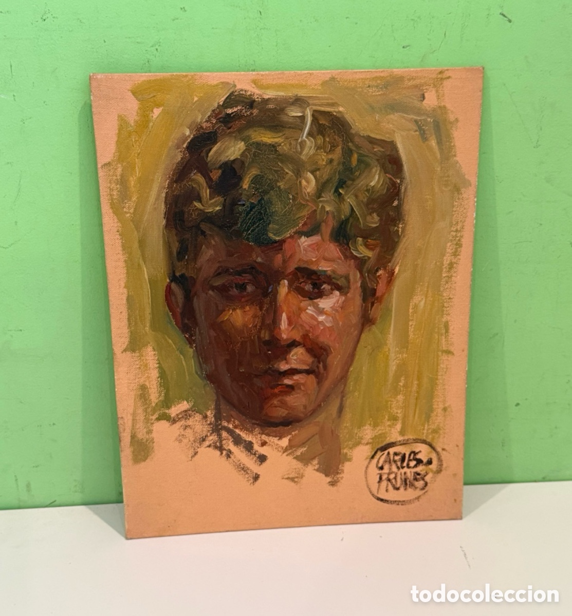Kunst: Carles Prun&eacute;s (Barcelona, 1937-2017) &ndash; Retrato masculino firmado. &Oacute;leo sobre tabla (35 &times; 27 cm)