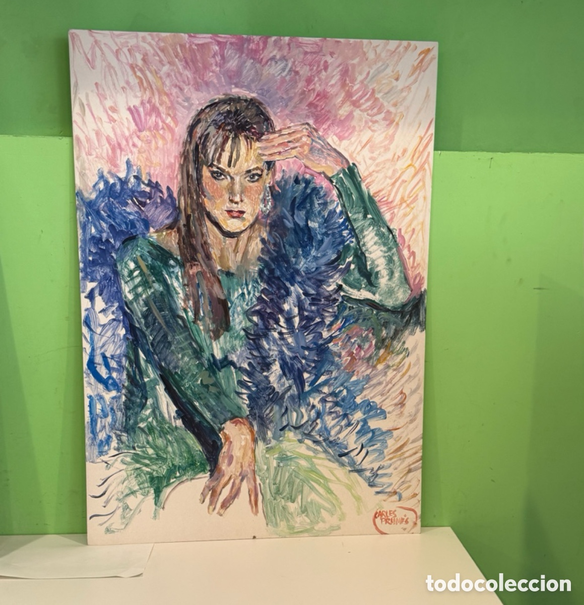 Arte: Carles Prun&eacute;s (1937-2017) &ndash; Retrato femenino &ndash; &Oacute;leo sobre lienzo firmado (100 &times; 70 cm)