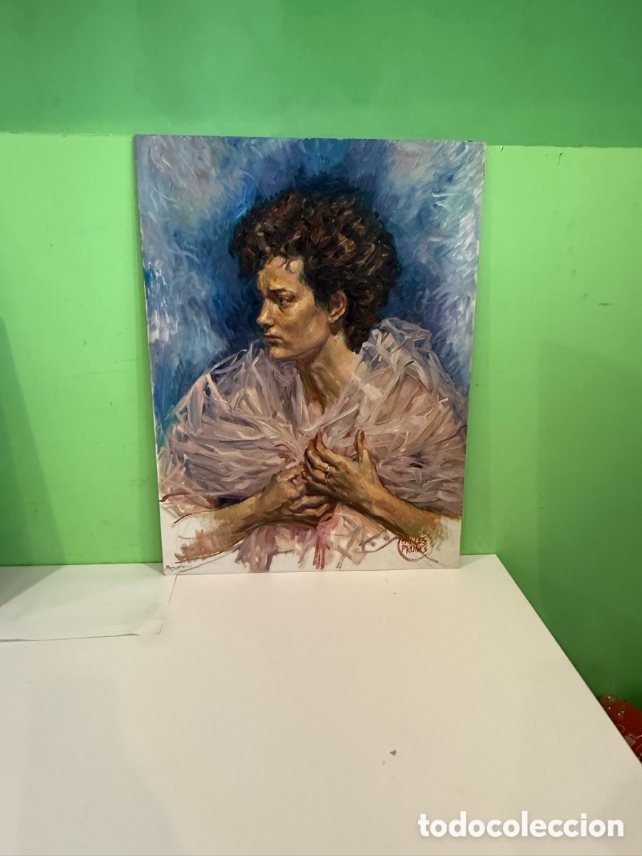 Arte: Carles Prun&eacute;s (1937-2017) &ndash; Retrato femenino &ndash; &Oacute;leo sobre tablex firmado (80 &times; 60 cm)