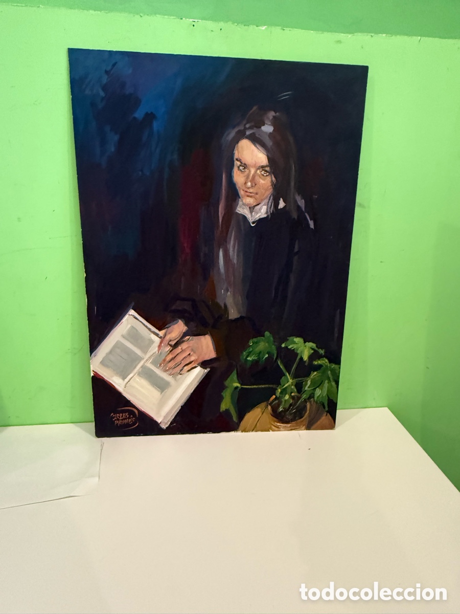 Kunst: Carles Prun&eacute;s (1937-2017) &ndash; Joven lectora &ndash; &Oacute;leo sobre tablex firmado (75 &times; 53 cm)