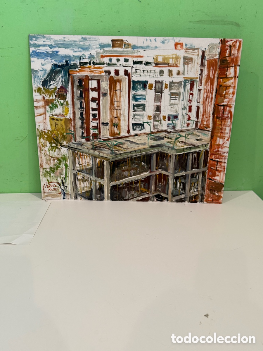 Kunst: Carles Prun&eacute;s (1937-2017) &Oacute;leo sobre tablex &ndash; Paisaje urbano firmado 55&times;46 cm