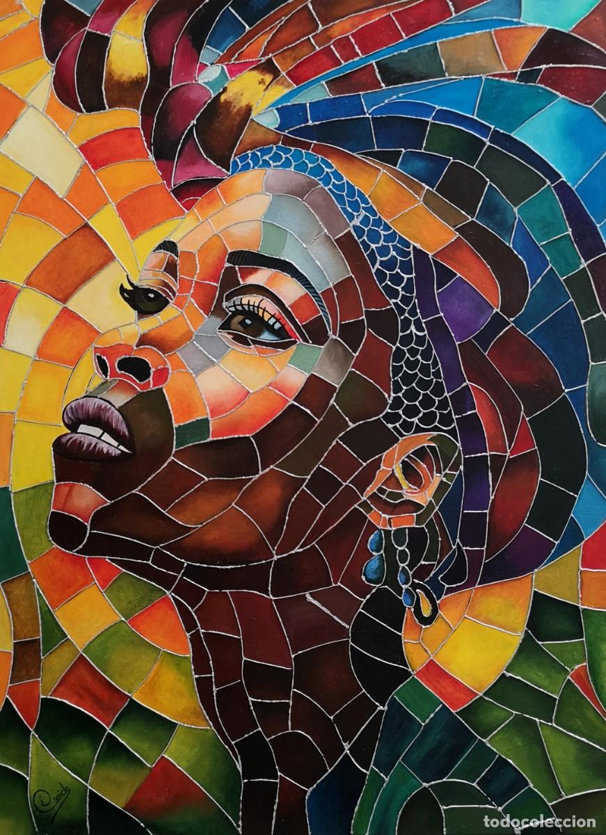 Arte: Mirage-&Oacute;leo sobre lienzo, con efecto vidriera, pintado por Inma Escrich