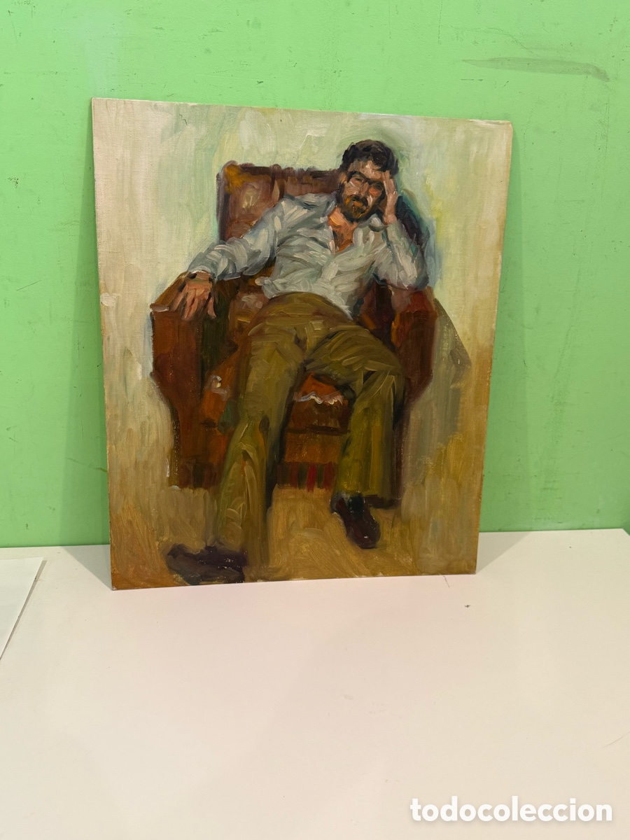 Arte: Carles Prun&eacute;s (1937-2017) &Oacute;leo sobre tablex &ndash; Figura masculina 38 &times; 45 cm
