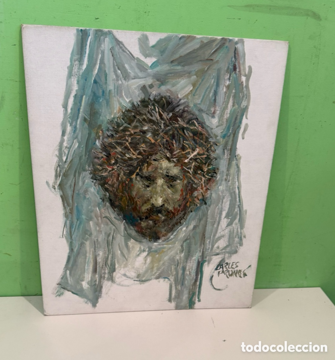 Arte: Carles Prun&eacute;s (1937-2017) &Oacute;leo sobre tablex firmado &ndash; Rostro expresionista 38 &times; 46 cm
