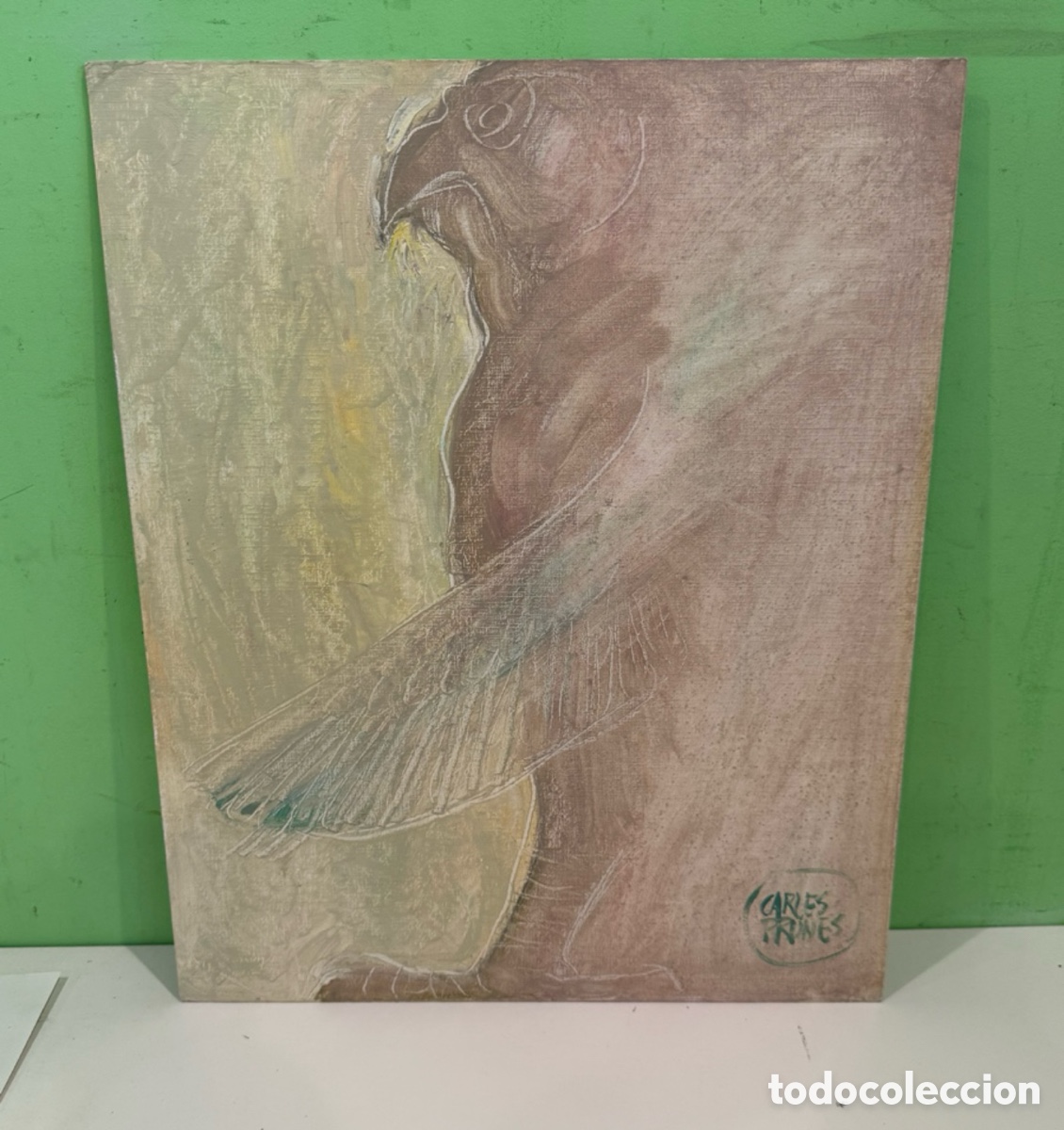 Kunst: Carles Prun&eacute;s (1937-2017) &Oacute;leo sobre tablex firmado &ndash; Ave fant&aacute;stica 50 &times; 40 cm