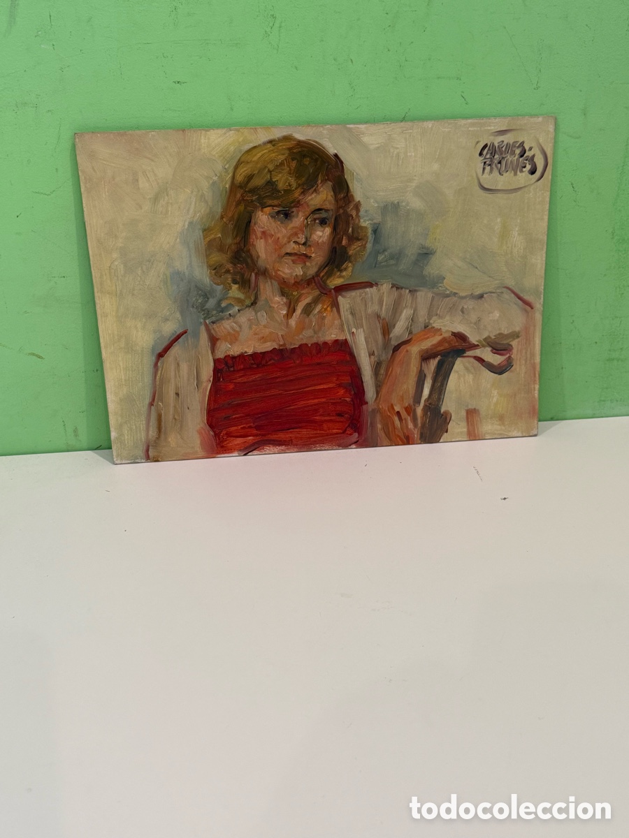 Arte: Carles Prun&eacute;s (1937-2017) &Oacute;leo sobre tablex firmado &ndash; Retrato femenino 27 &times; 38 cm