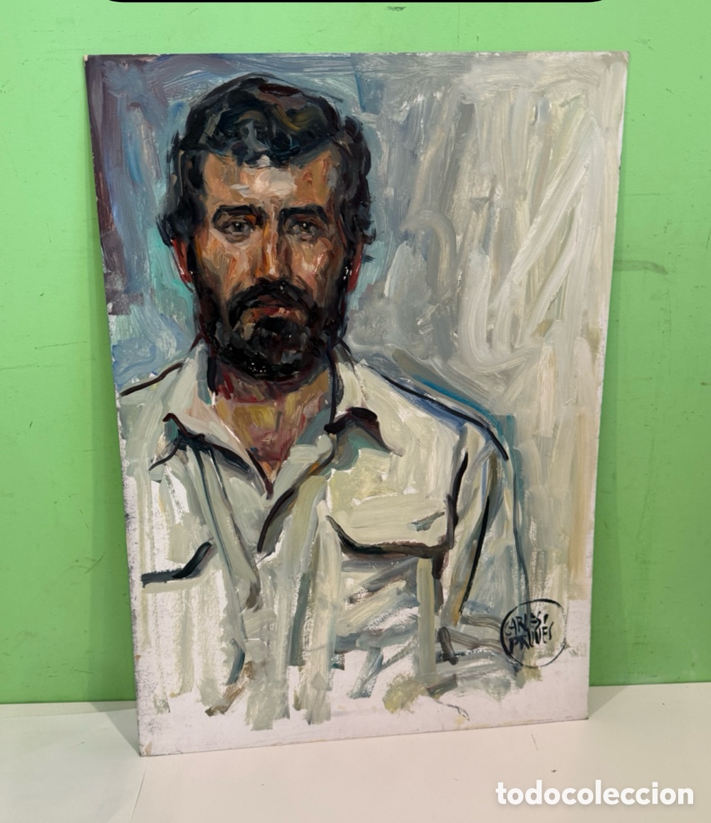 Arte: Carles Prun&eacute;s (1937-2017) &Oacute;leo sobre tablex firmado &ndash; Posible autorretrato 70 &times; 50 cm