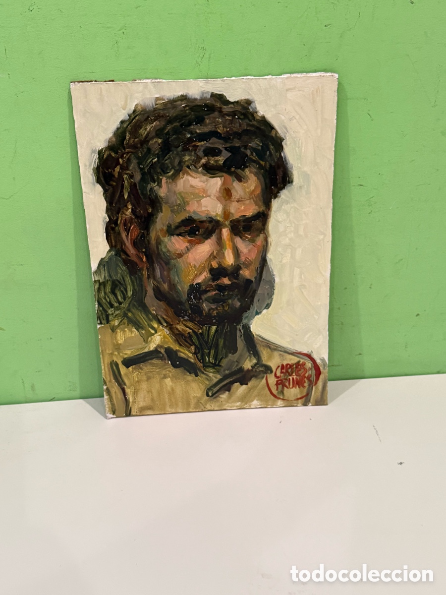 Art: Carles Prun&eacute;s (1937-2017) Posible autorretrato firmado &ndash; &Oacute;leo sobre t&aacute;blex (22 x 33 cm)