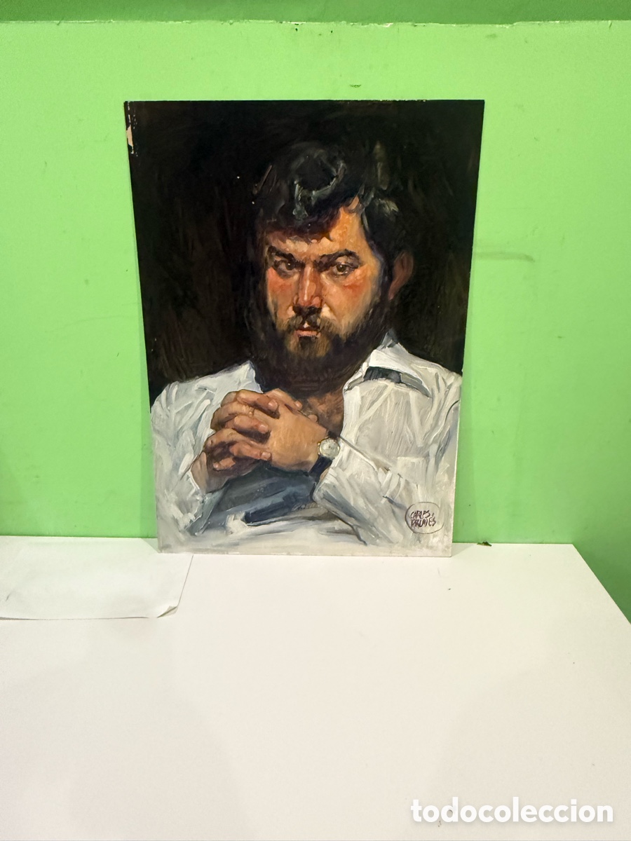 Art: Carles Prun&eacute;s (1937-2017) Posible autorretrato firmado &ndash; &Oacute;leo sobre t&aacute;blex (50 x 70 cm)