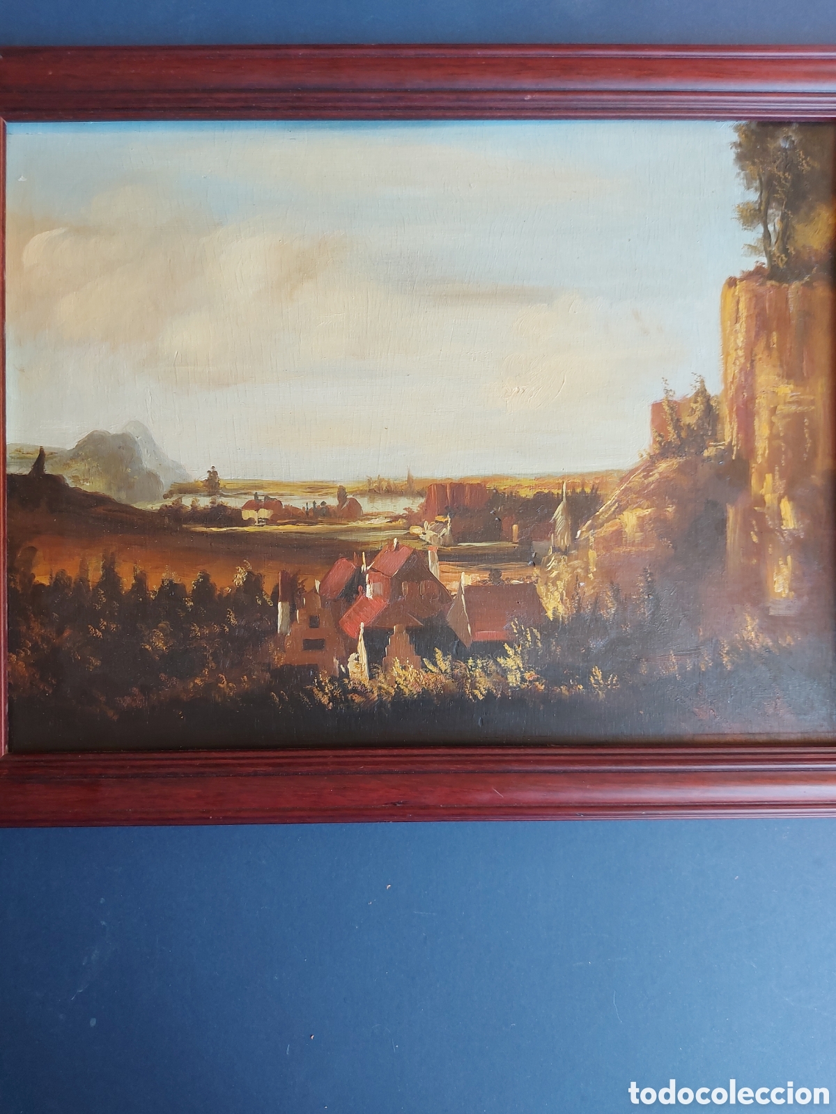 Arte: &rdquo;VISTA PANORAMICA PUEBLO&rdquo; OLEO EPOCA