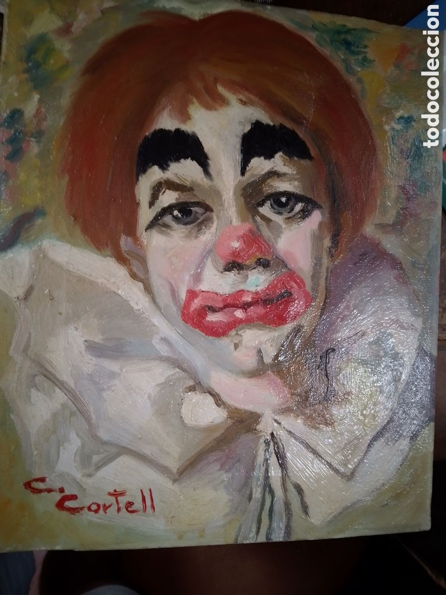 Arte: RETRATO DE UN PAYASO. OLEO SOBRE LIENZO. CORTELL, C.