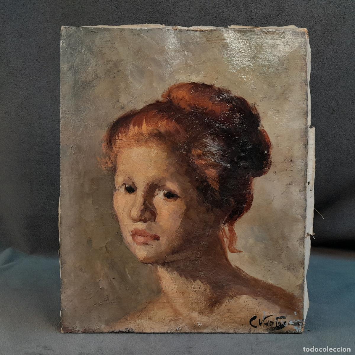 Kunst: C-2049. RETRATO DE MUJER. &Oacute;LEO SOBRE LIENZO DE CARMEN VENTOSA. SIGLO XX.