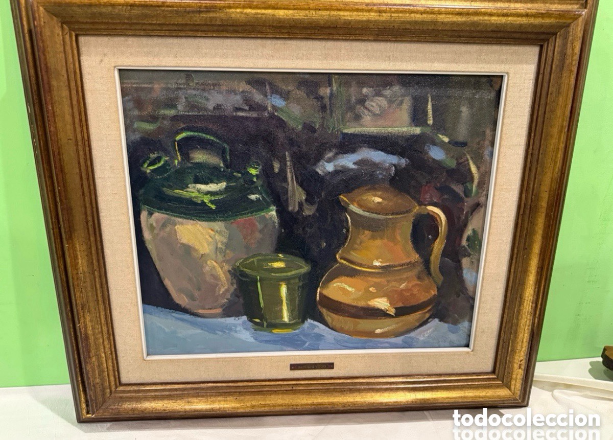 Kunst: Sadurn&iacute; Vi&ntilde;es bodeg&oacute;n &oacute;leo sobre lienzo enmarcado pintura catalana