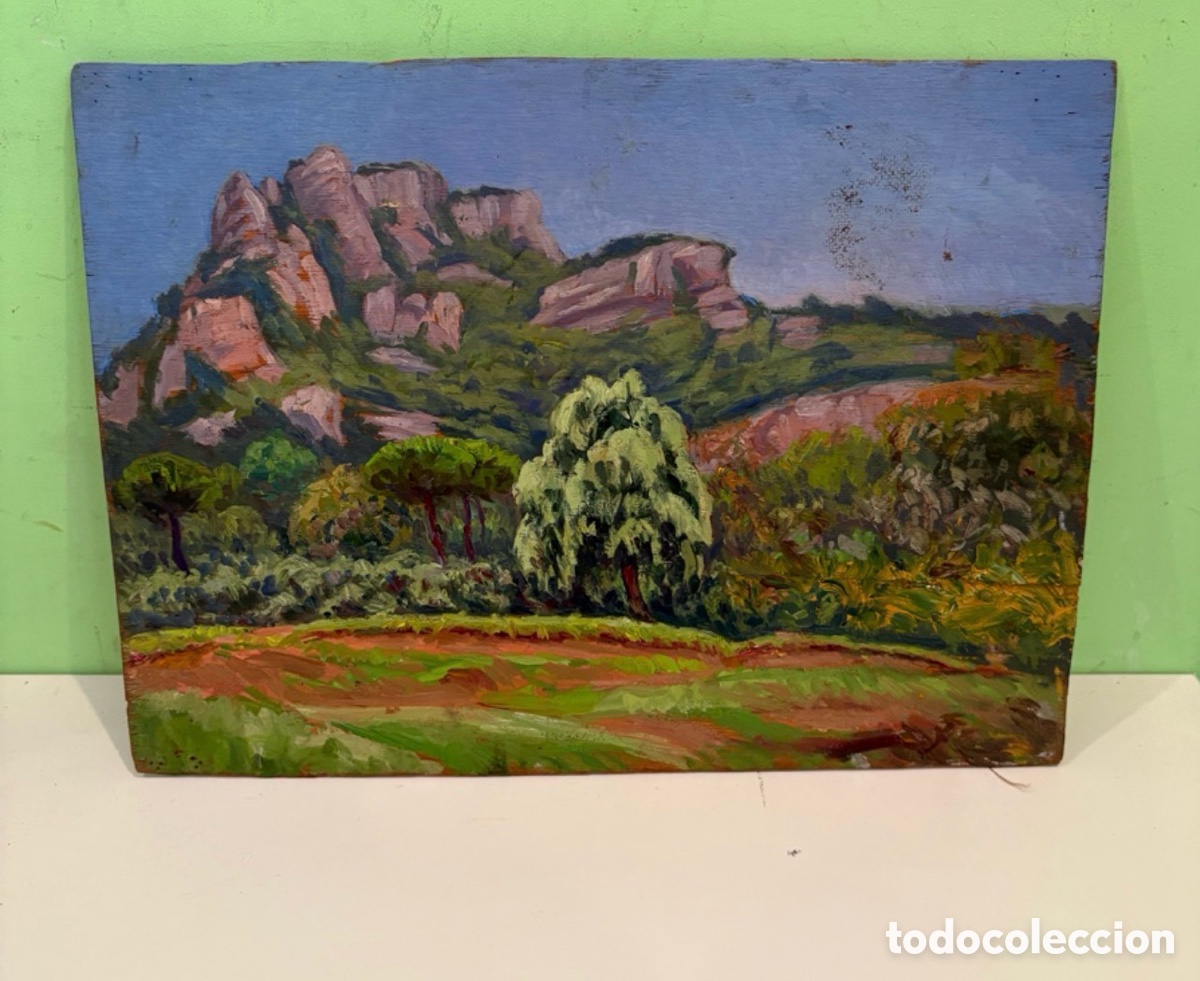 Arte: Arturo Mart&iacute;nez Cabezas (1899) &oacute;leo sobre tablex paisaje de Montserrat.