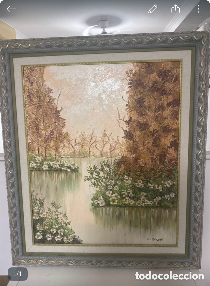 Arte: Cuadro &oacute;leo firmado C. Rosell con marco grande