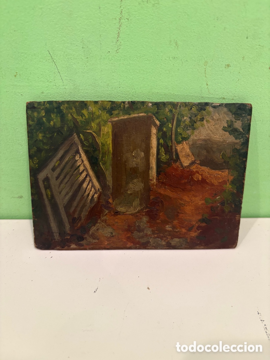 Kunst: Arturo Mart&iacute;nez Cabezas (Valencia 1899) &oacute;leo sobre tablex firmado escena con barriles y caja.