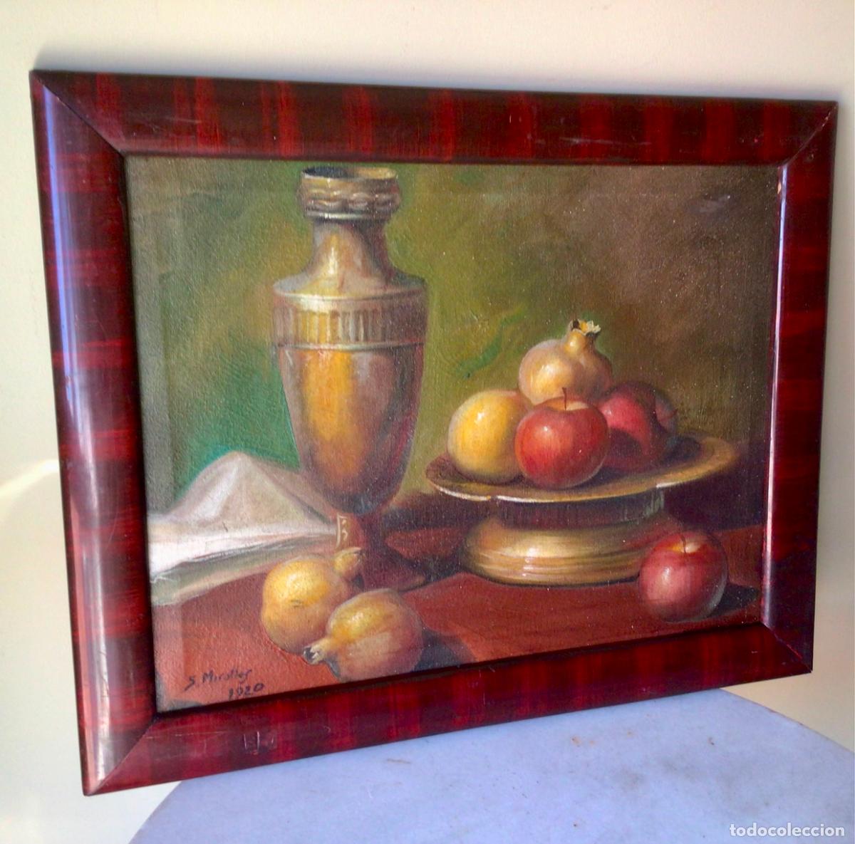 Arte: ANTIGUA PINTURA -OLEO SOBRE LIENZO - BODEGON CON FRUTA FIRMADO 1920
