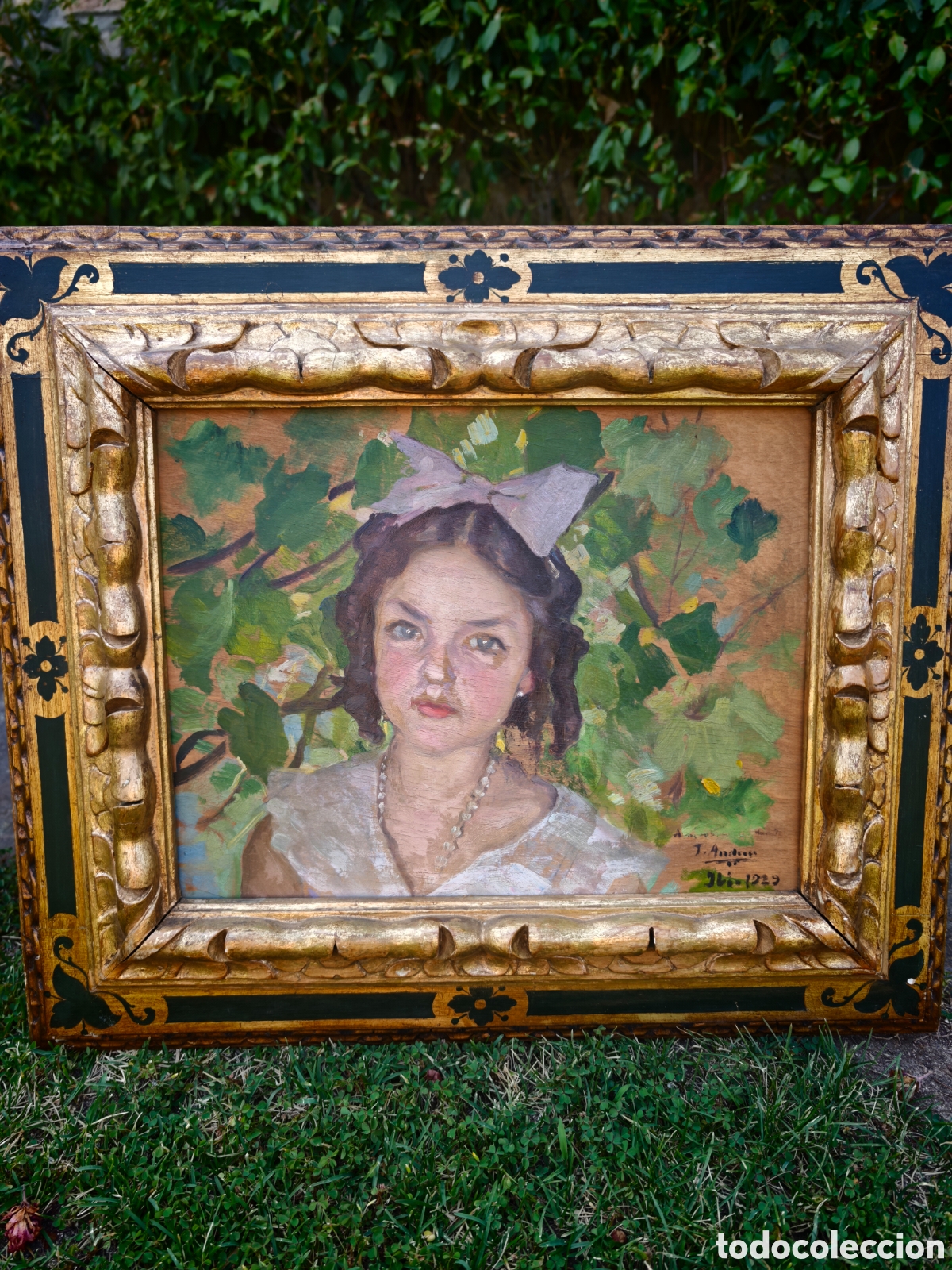 Arte: &Oacute;leo sobre tabla del pintor Teodoro Andreu - Foto 1