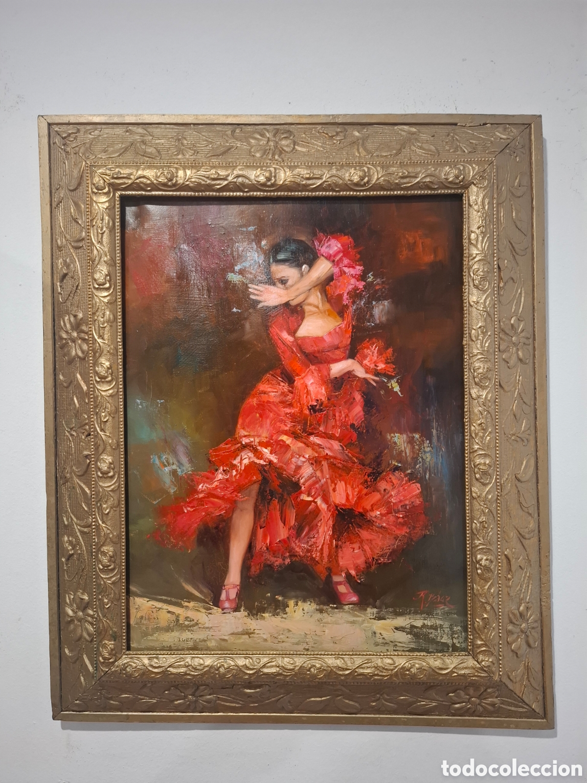 Arte: Oleo sobre lienzo flameca rodrigo baez 70x58