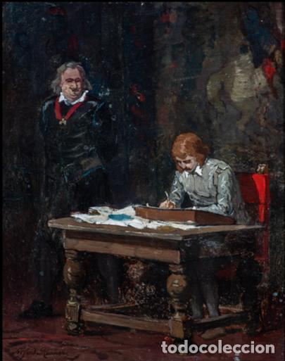 Arte: Alfred Ronner 1852-1901 &oacute;leo sobre tabla firmado pintura belga siglo XIX Cromwell