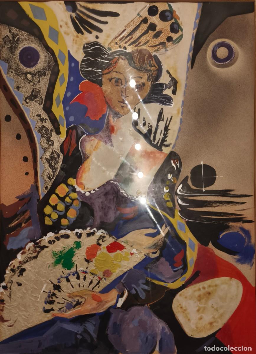 Arte: M. Torn&eacute;-Sami (1987) &ndash; &rdquo;Dama con abanico&rdquo; &ndash; T&eacute;cnica mixta sobre papel