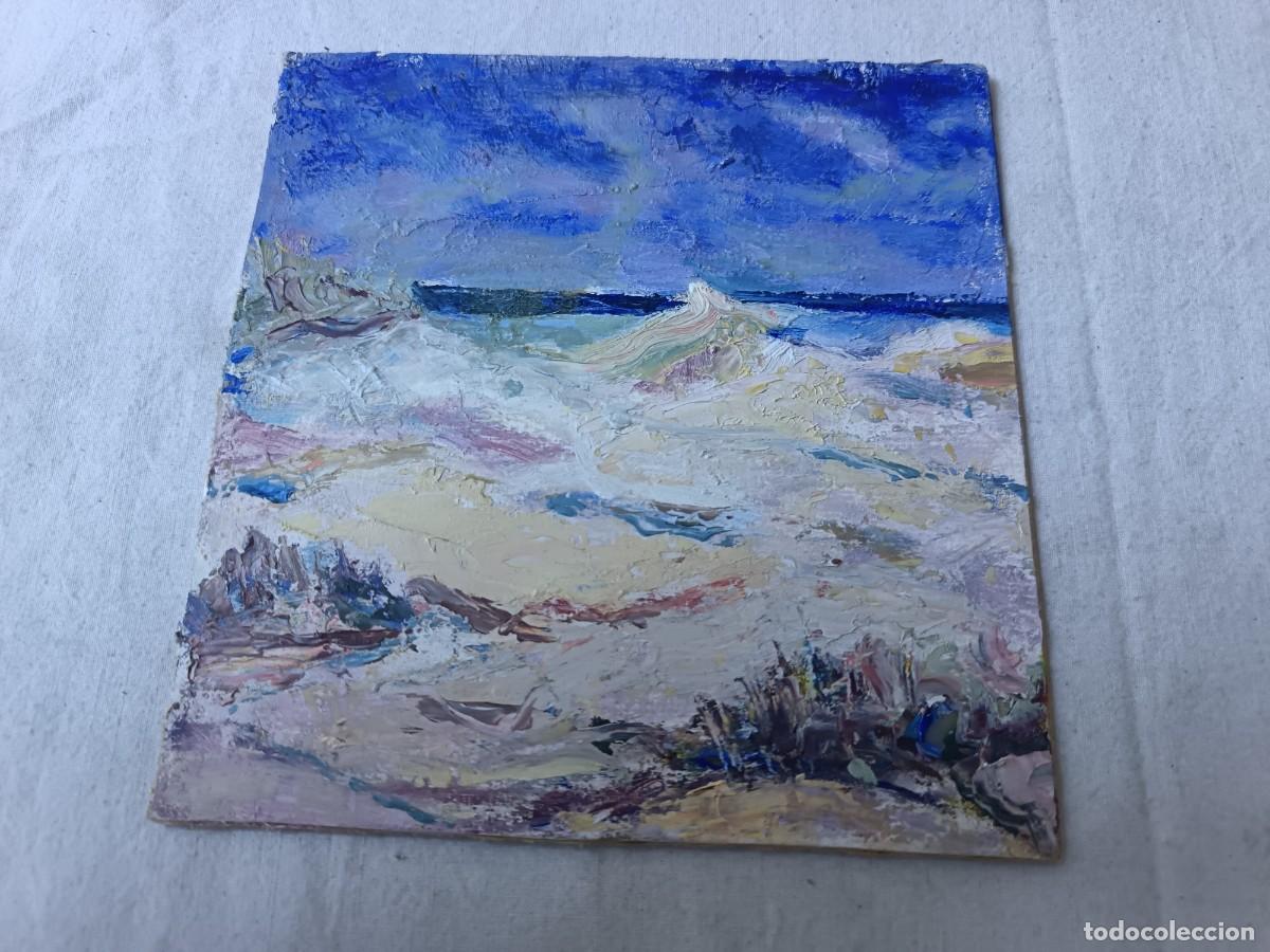 Art: Obra Original, &oacute;leo sobre tabla, escena con playa impresionista