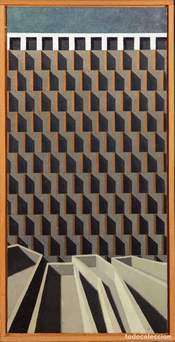 Arte: Composici&oacute;n geom&eacute;trica &oacute;leo sobre tablex Manuel Saro siglo XX