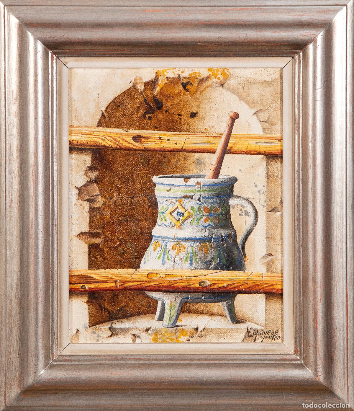 Arte: La Chocolatera &oacute;leo sobre lienzo Jos&eacute; Lapayese del Rio fechado en 1985