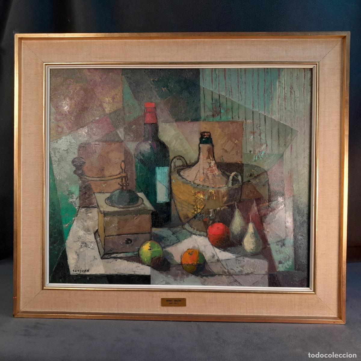 Arte: B-1936. &Oacute;LEO SOBRE LIENZO. BODEG&Oacute;N CUBISTA DE BERNAT SANJUAN. A&Ntilde;O 1974