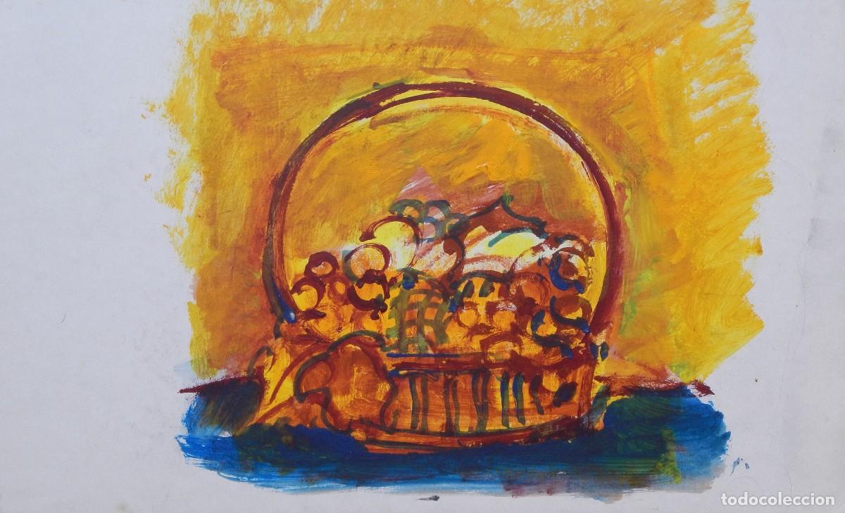 Arte: Carlos Enrique Lencinas G&oacute;mez. &Oacute;leo sobre cart&oacute;n. &rdquo;Cesto con frutas&rdquo;. Sin firmar. 23x37 cm.
