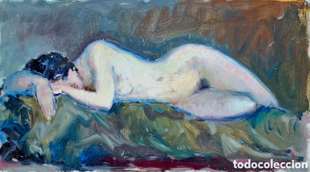 Arte: Jos&eacute; Guevara ( M&aacute;laga 1930 -- 2017 ) Preciosa pintura , desnudo femenino , sin firma