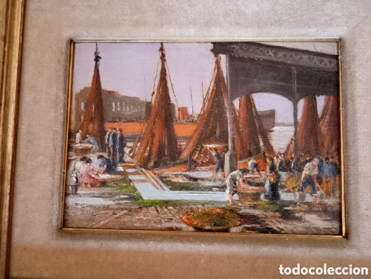 Art: La Banqueta, amanecer. Muelle de pescaderia . La Barceloneta.