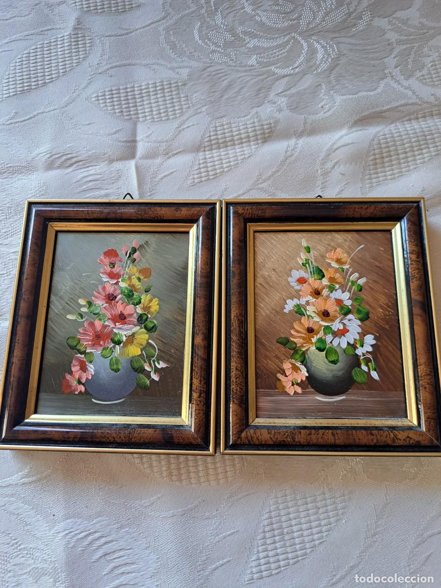 Arte: Lote de 2 bodegones de flores en oleo sobre tabla, Creazioni Articoli, San Merino.