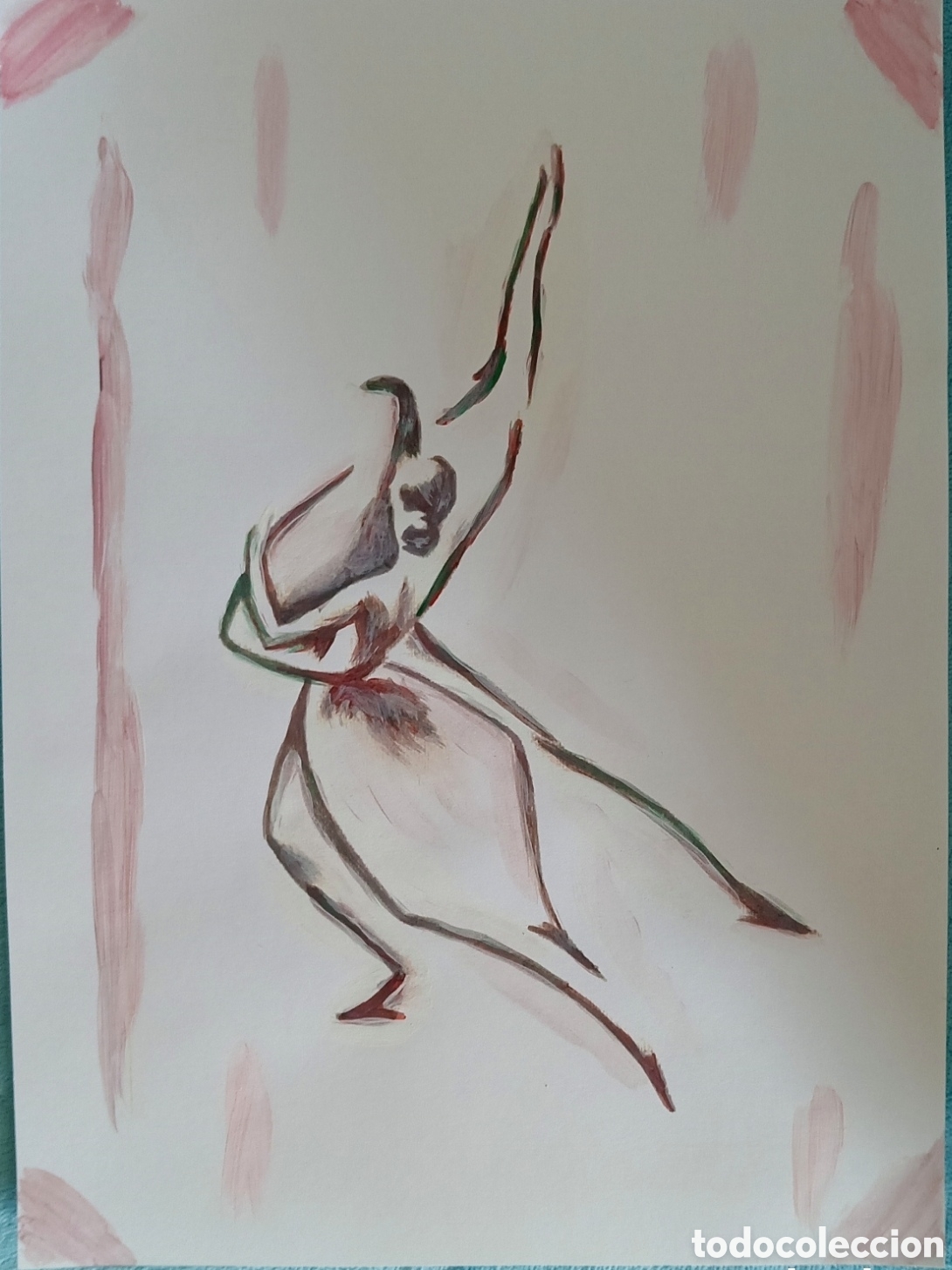 Kunst: Original pintura pareja de baile trazos (1) (t&eacute;cnica mixta) acuarela y acr&iacute;lico sobre cartulina 30,3