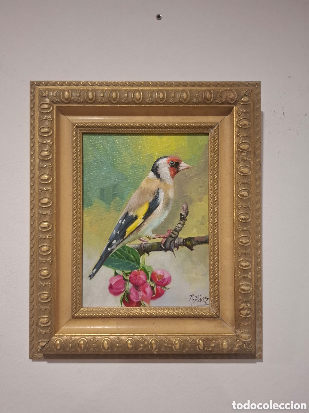 Arte: Oleo sobre lienzo pajarito de rodrigo baez 37x31