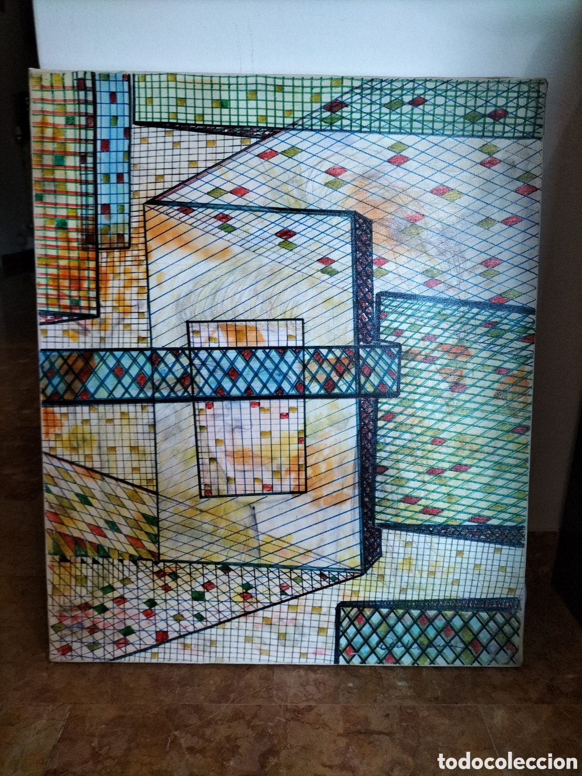 Arte: Quadro astratto Natale Autelitano pittore quotato anni 80
