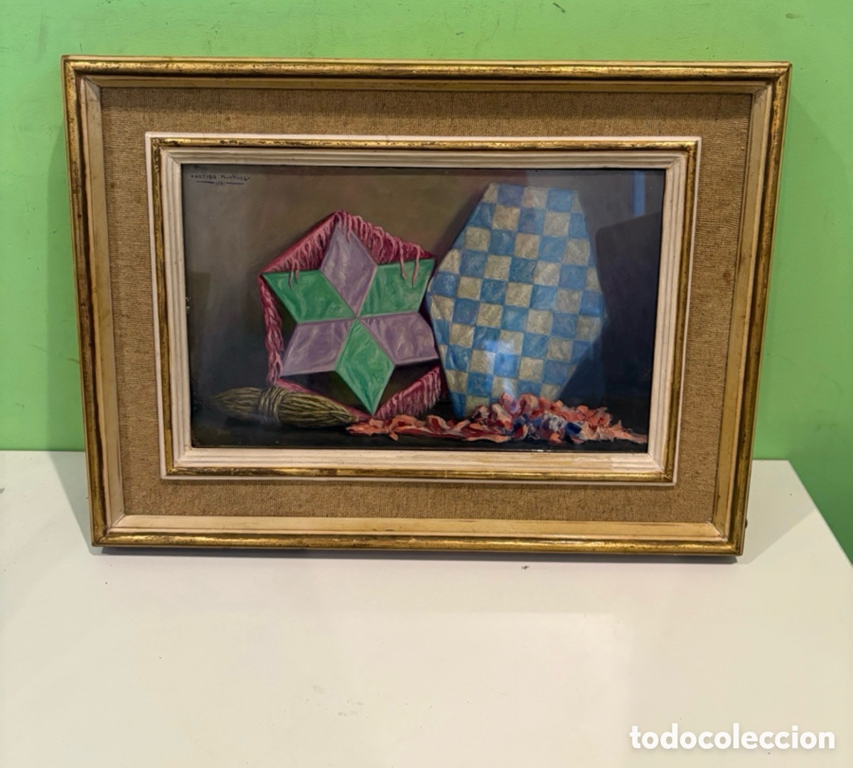 Kunst: Arturo Mart&iacute;nez Cabezas (1899) &ndash; Bodeg&oacute;n cubista. &Oacute;leo sobre lienzo. 1961.