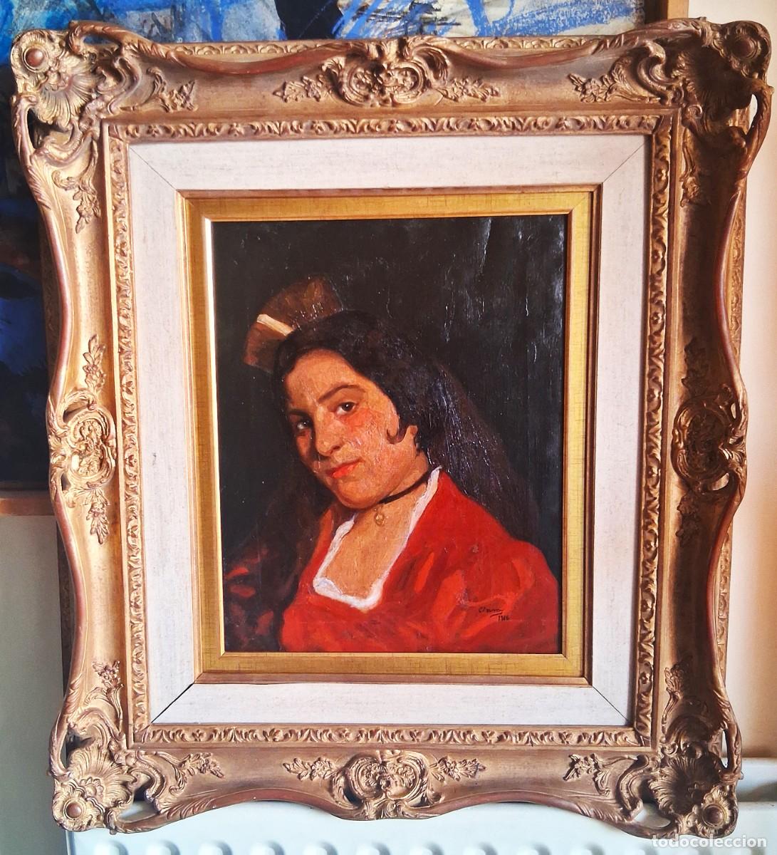 Arte: ALFREDO CLAR&Oacute;S (Valencia,1893-Sueca,1965) &rdquo;Manola&rdquo; &oacute;leo sobre lienzo (46 x 36) firmado &rdquo;Claros 1916&rdquo;