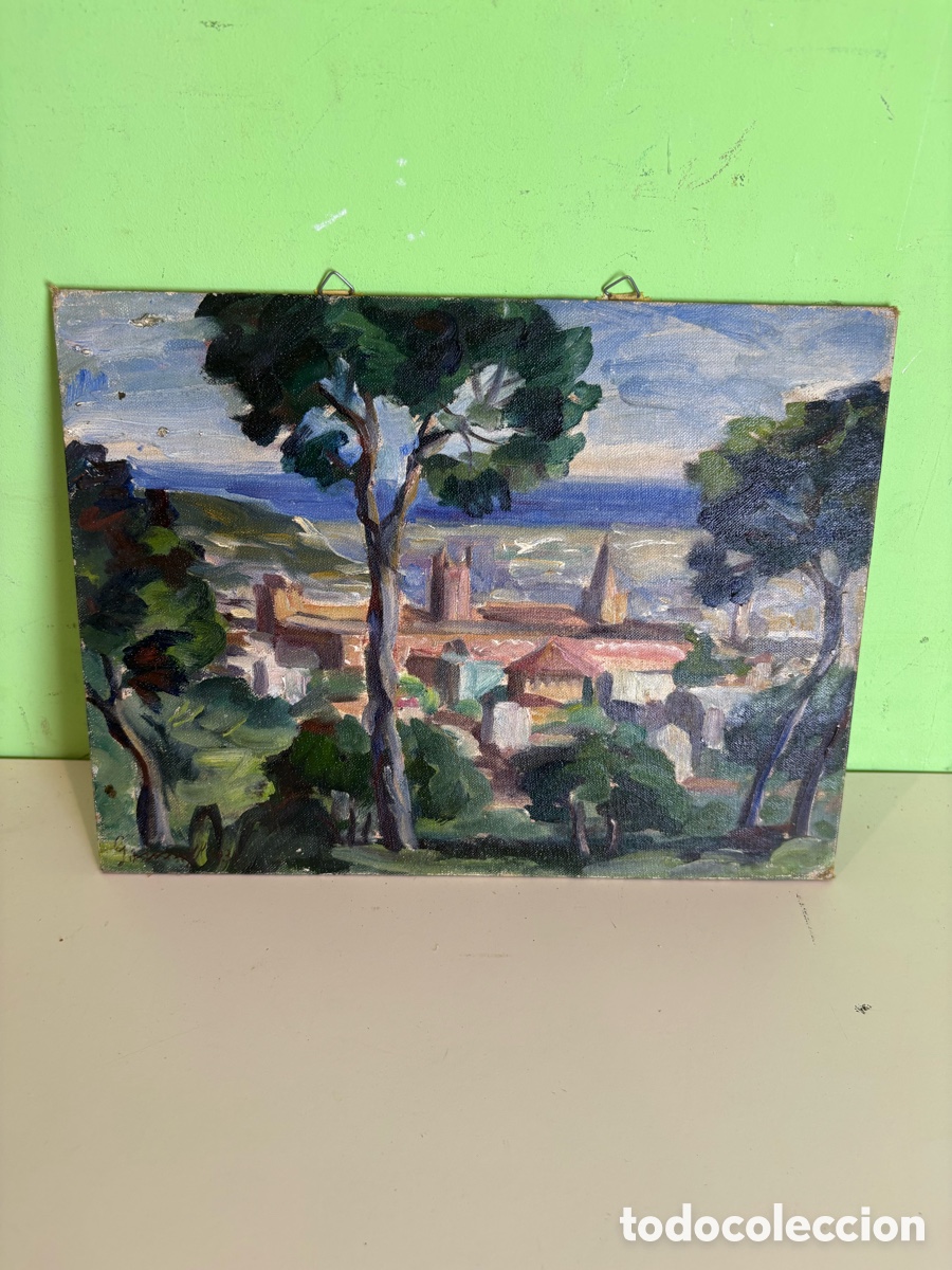 Arte: Arturo Mart&iacute;nez Cabezas (1899) &ndash; Vista de poblaci&oacute;n. &Oacute;leo sobre lienzo.