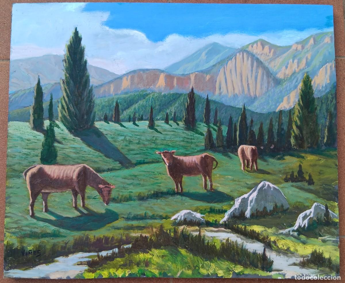 Arte: JOSEP VI&Ntilde;AS MONTBLANCH, BERGA (BARCELONA) 1924-2012. VI&Ntilde;AS DEL LLAD&Oacute;. &Oacute;LEO SOBRE TABLA 55,5 X 46,5.