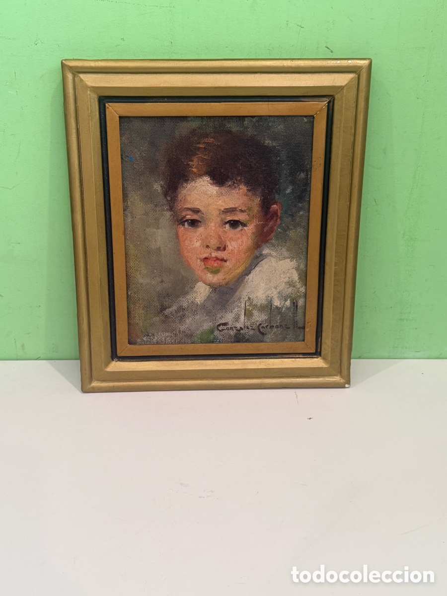 Art: Rosendo Gonz&aacute;lez Carbonell (1910-1984) &ndash; Retrato infantil al &oacute;leo firmado