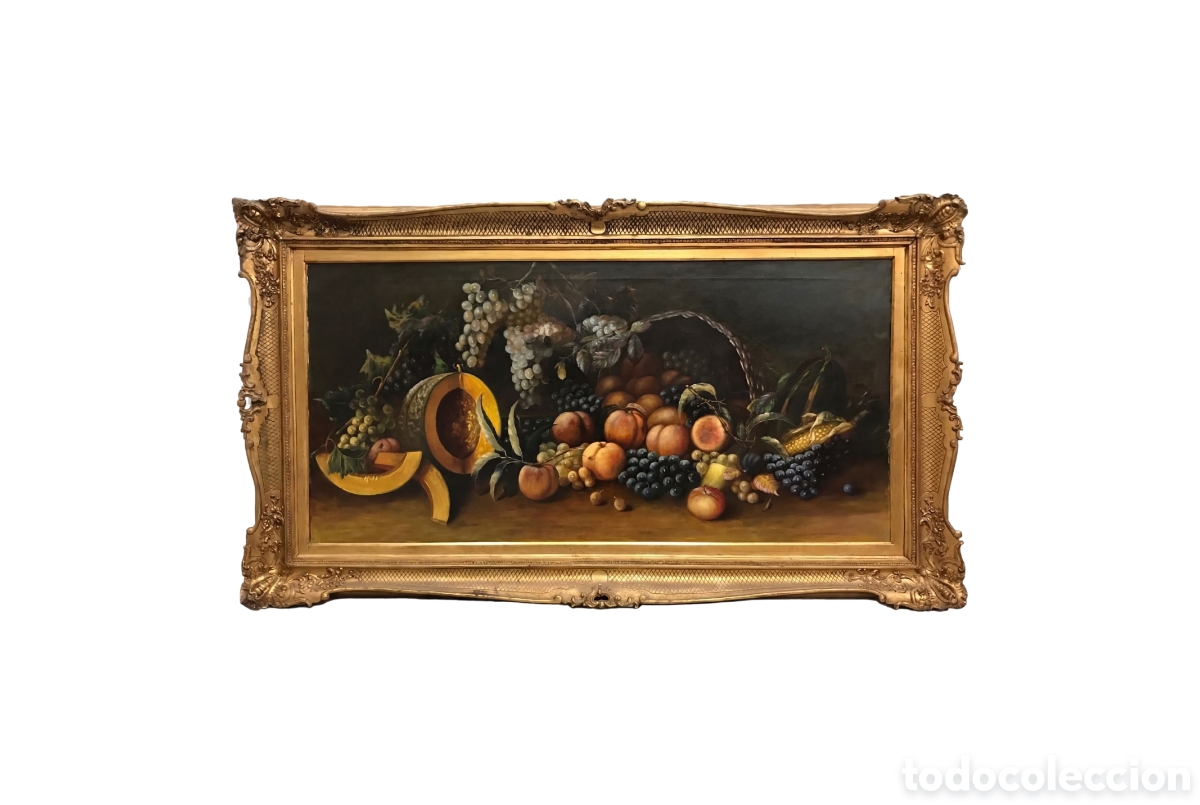 Arte: &ldquo;Natura Morta con Frutti e Vendemmia&rdquo; Scuola Italiana del S.XIX, 141x81cm
